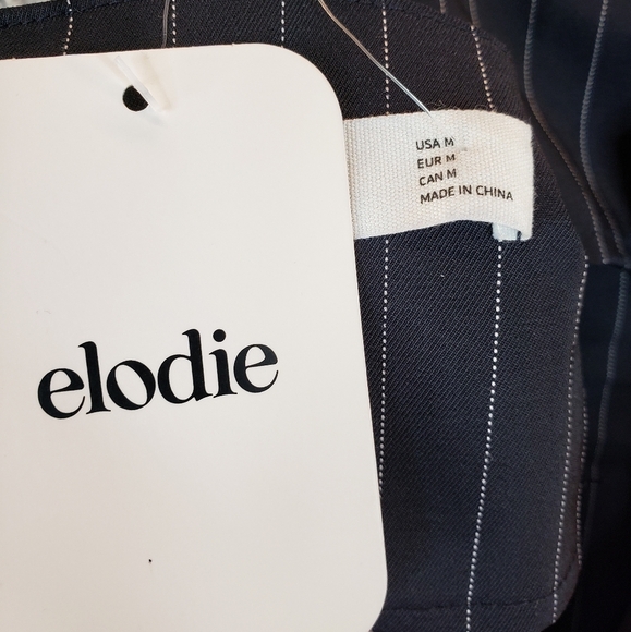 Elodie Black Pin Stripe Spagetti Criss Cross Back Adj. Strap Mini Dress Size M - Picture 10 of 11